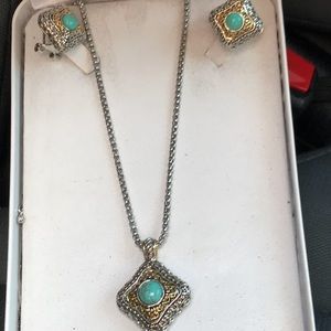 Christmas special necklace turquoise w/earrings